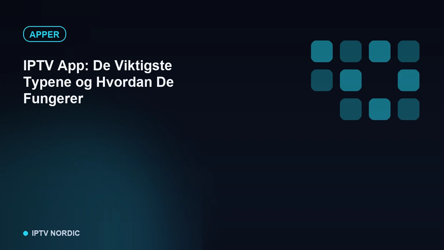 Grafisk oversikt over ulike IPTV-app-kategorier på skjermen til en mediaboks