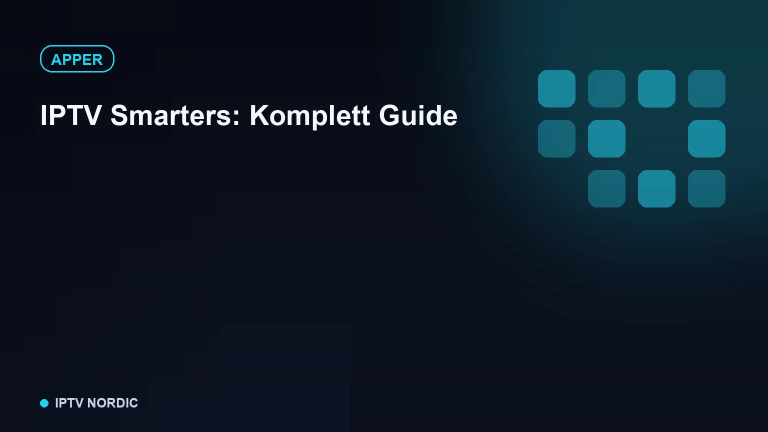 Illustrasjon av startskjermen i IPTV Smarters-appen med kanalkategorier