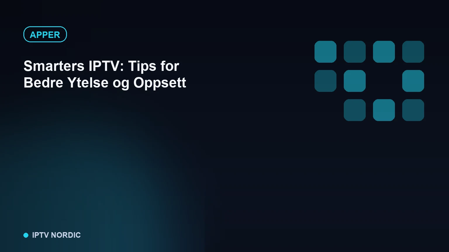 Innstillingsmeny i en IPTV-app vist på en fjernkontroll-skjerm
